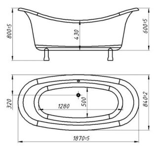 Ванна из искусственного камня AquaStone Оливия 180x90см ножки золото